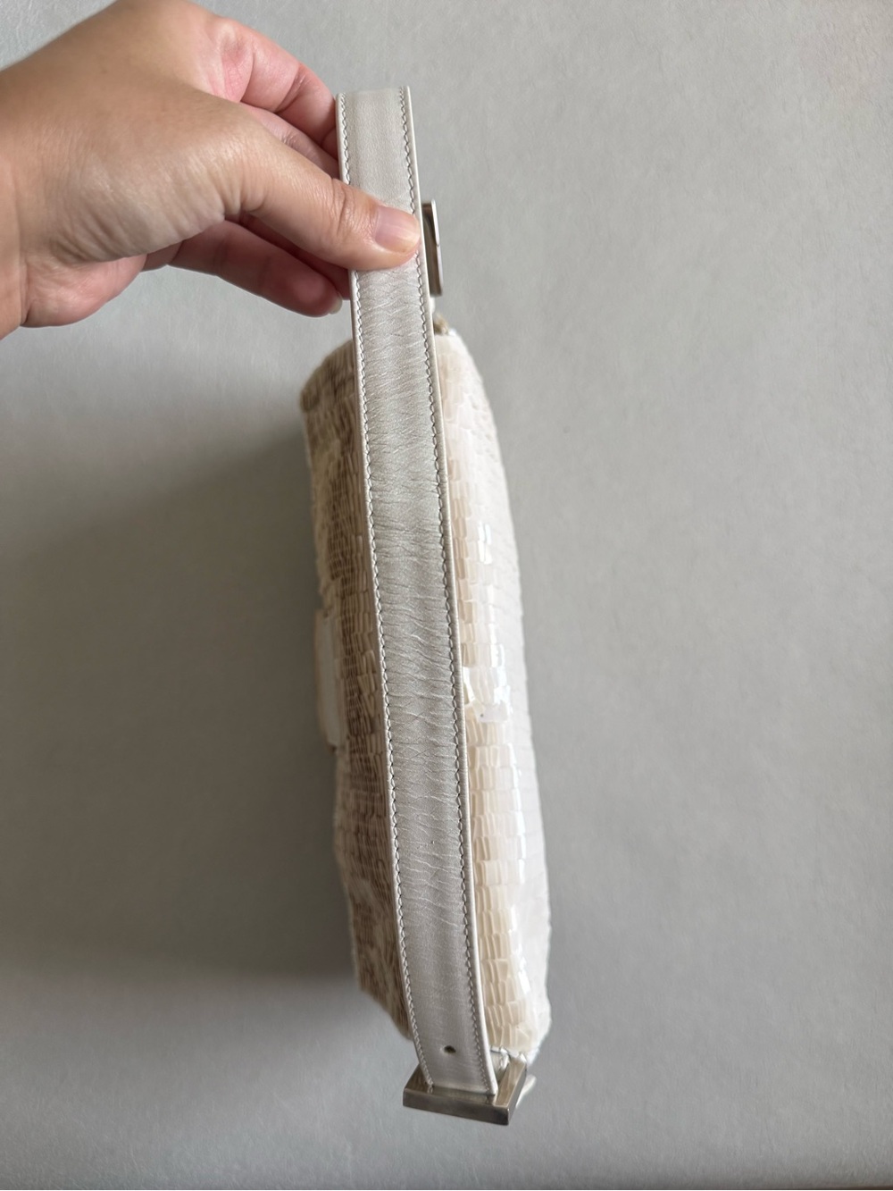 Vintage Fendi White Glitter Baguette Shoulder Bag - Picture 8 of 12